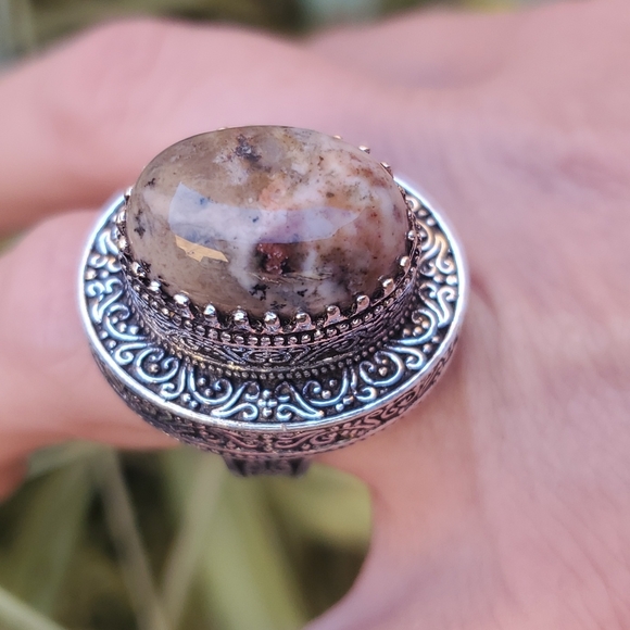 New Dendritic Opal 925 Silver Statement Ring. - Picture 1 of 16